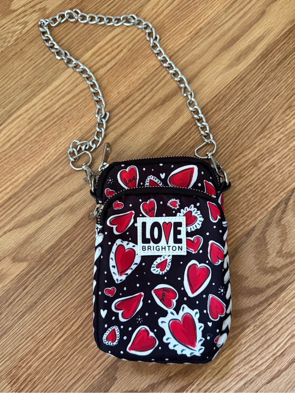 Brighton Hearts A Flutter Utility Bag with chain strap LOVE BRIGHTON